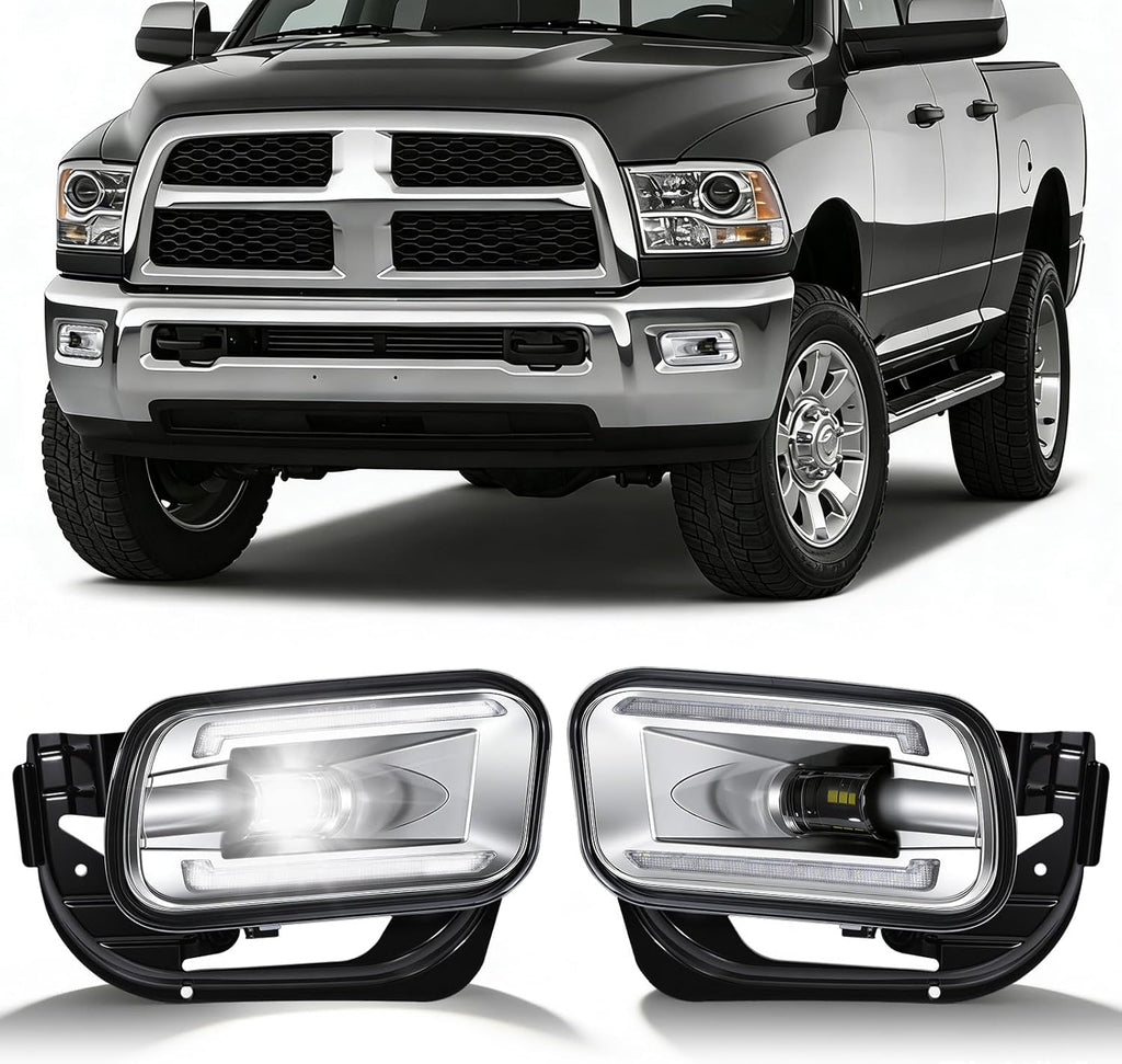 OKSIWA LED Fog Lights Assembly Fit for Ram 1500 2009-2012,Dodge Ram 2500 2010-2018,Dodge Ram 3500 2012-2018 Replacement For Original Truck Bumper Fog Lamps Replacement,DOT Certified- 1Pair