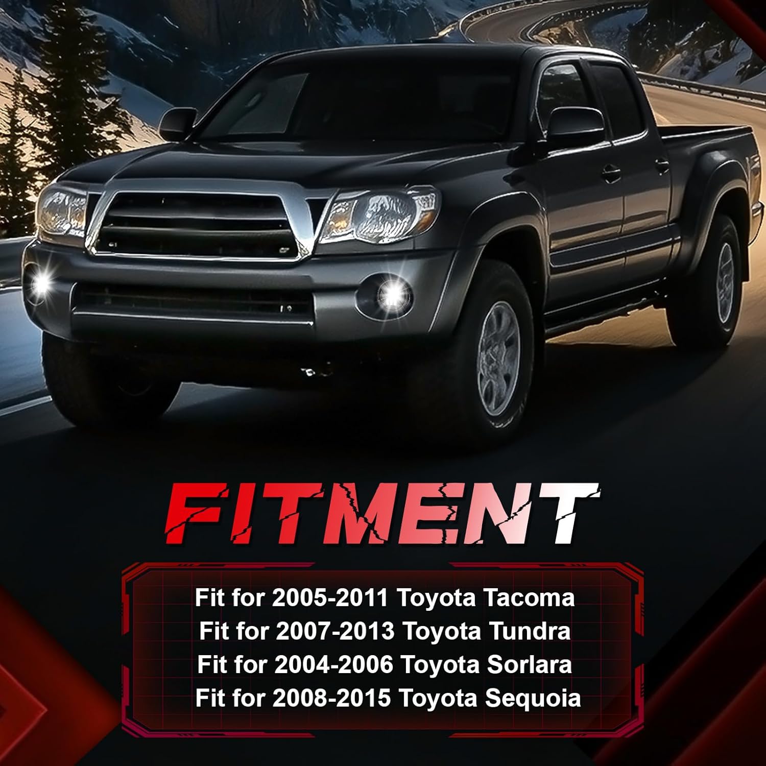 OKSIWA LED Fog Lights Fit for 2005-2011 Tacoma,2007-2013 Tundra,2004-2006 Solara,2008-2015 Sequoia Clear Lens 1Pair Upgraded Modified Fog Lamps Assembly