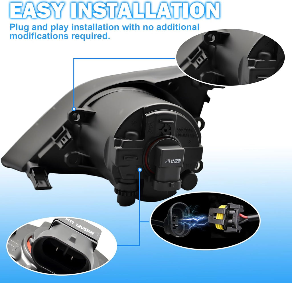 OKSIWA Fog Lights Compatible with 2008-2010 Toyota Corolla Bumper Driving Fog Lamps Assemblies with Switch and Wiring Harness