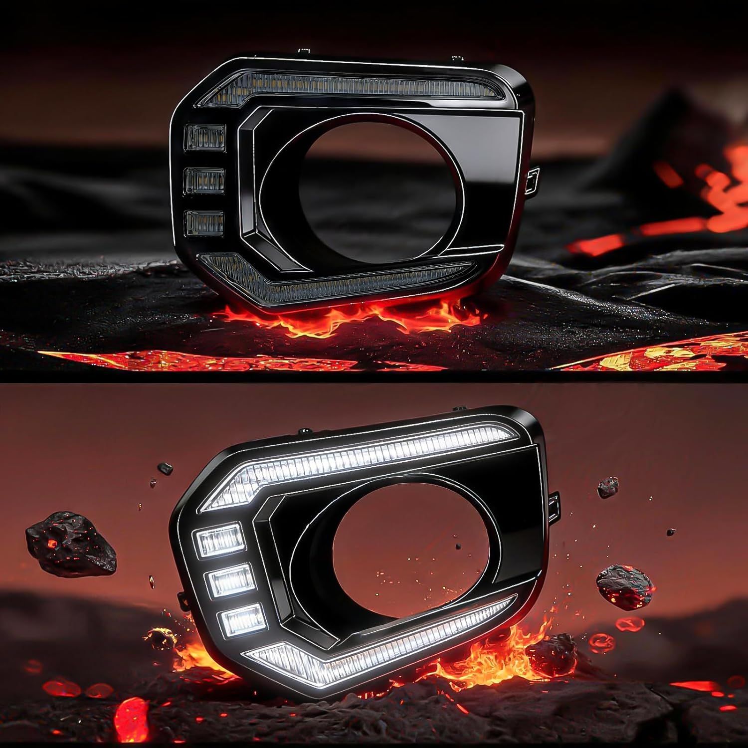 Animated Sequential White/Amber LED DRL Fog Lights Smoked for 2016-2023 Toyota Tacoma Plug & Play 1 Pair
