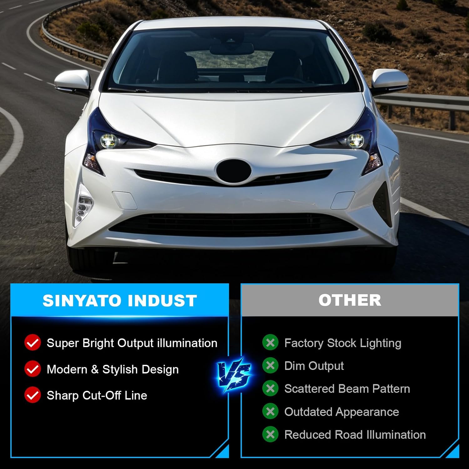 DOT Approved LED Fog Lights with DRL for 2016-2018 Toyota Prius Plug & Play Waterproof 1 Pair