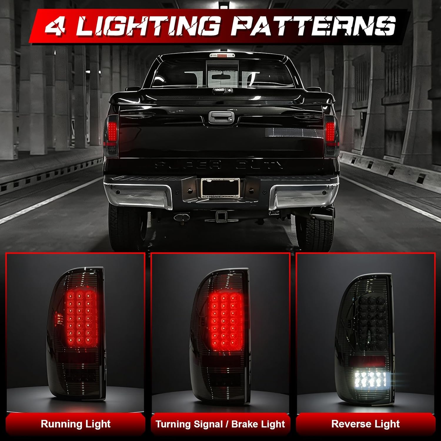 OKSIWA Smoked Full Led Tail Lights Compatible with 2008-2016 Ford F250 F350 F450 Turn Signal,Brake Light,Reverse Light Rear Light Assembly Replacement
