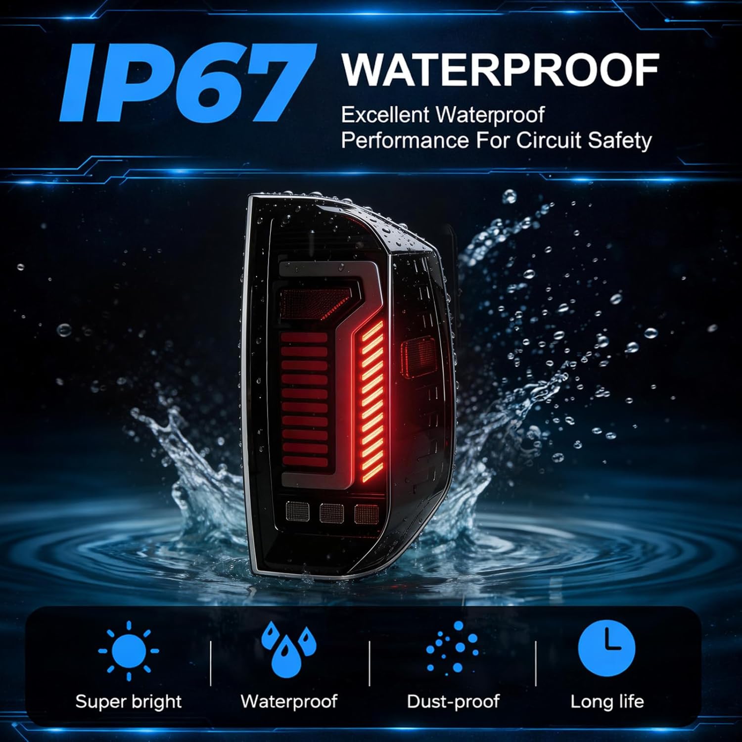 Animated Sequential Smoked LED Tail Lights for 2014-2021 Toyota Tundra Weatherproof Plug & Play