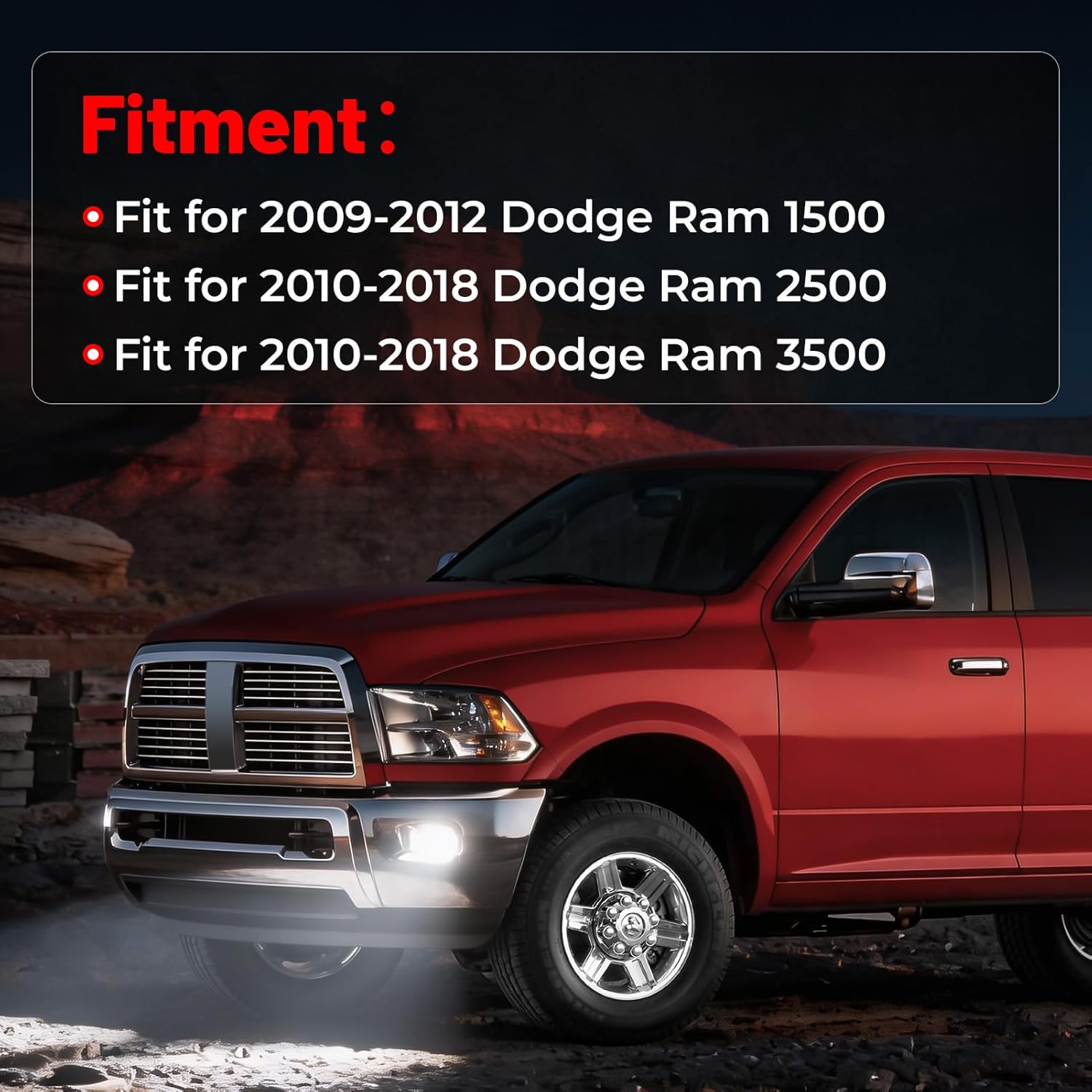 OKSIWA Full LED Fog Lights with Lens Fit for 2009-2012 Dodge Ram 1500,2010-2018 Ram 2500 3500 Pickup Truck Fog Light Assembly, Upgrade and Modified Direct Replacement Len Fog Lamps 1 Pair, Black