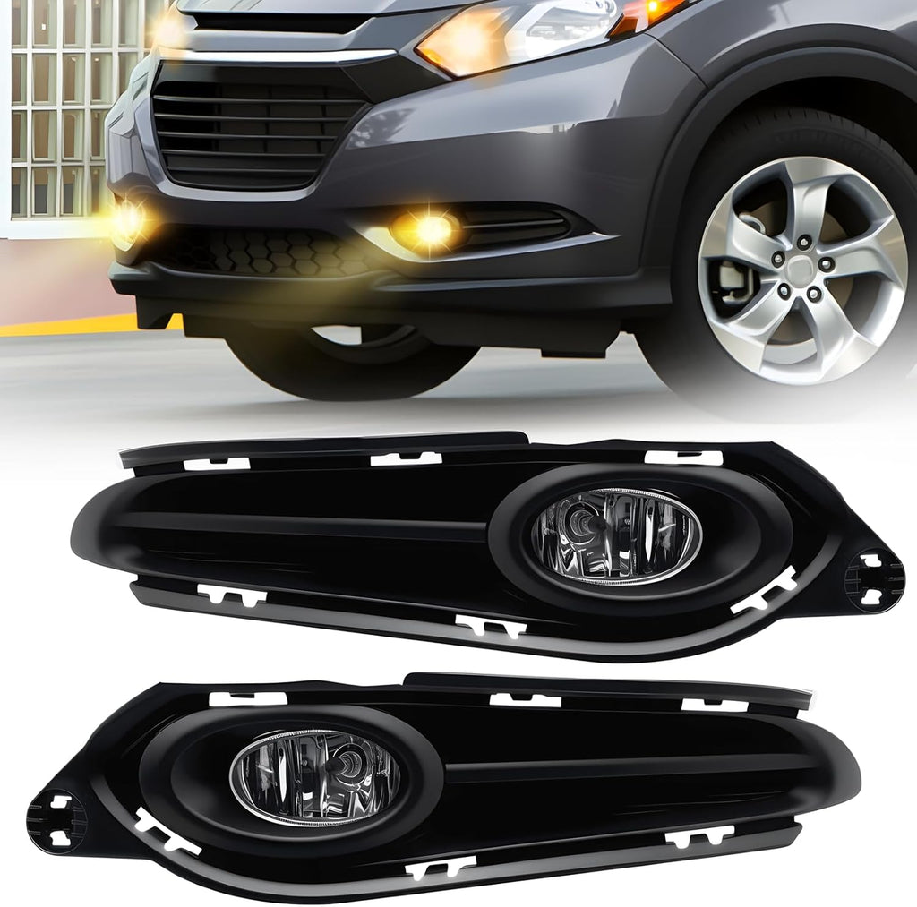 OKSIWA Fog Lights Assembly Compatible With 2015 2016 2017 2018 2019 2020 2021 2022 2023 HR-V/VEZE Front Bumper Driving Fog Lamp Light Kits