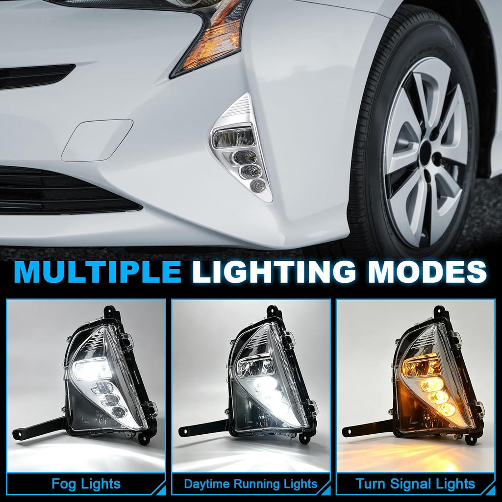 DOT Approved LED Fog Lights with DRL for 2016-2018 Toyota Prius Plug & Play Waterproof 1 Pair