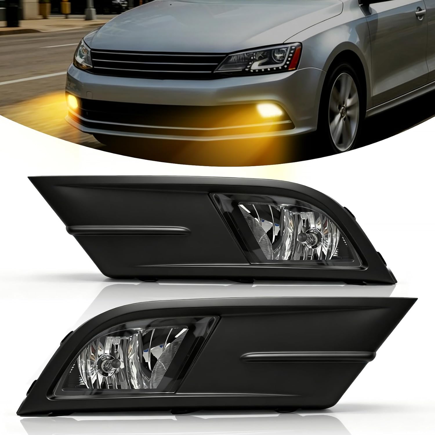 OKSIWA Fog Lights for 2015-2018 Volkswagen Jetta,OEM Style direct Fit In Fog Lamp Assembly, Durable Construction, Easy Installation, Improved Night Visibility