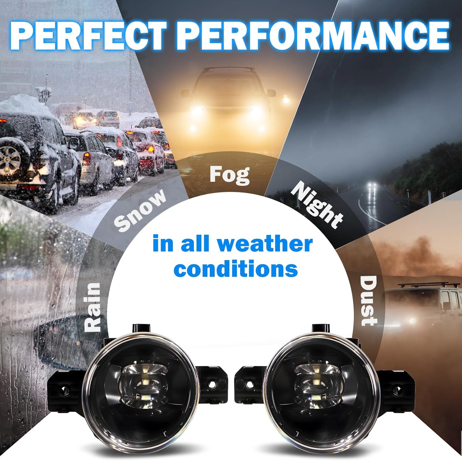 OKSIWA LED Fog Lights Assemblies Compatible With 2013 2014 2015 Nissan Sentra Clear Lens Front Bumper Fog Lights