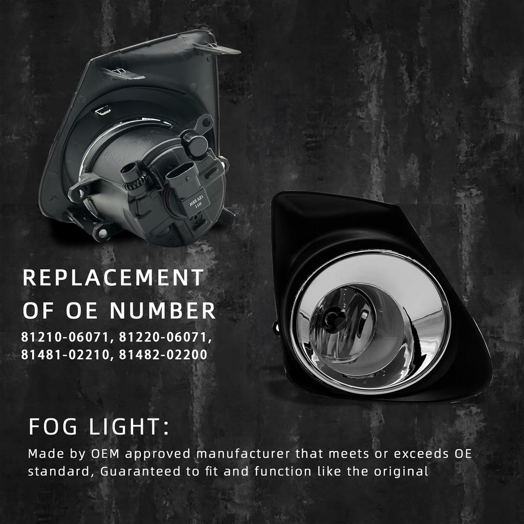 OKSIWA Fog Lights Fit For Corolla 2011 2012 2013 Fog Lamps Assembly 2PCS With Chrome Bezels Switch and Wiring Kit