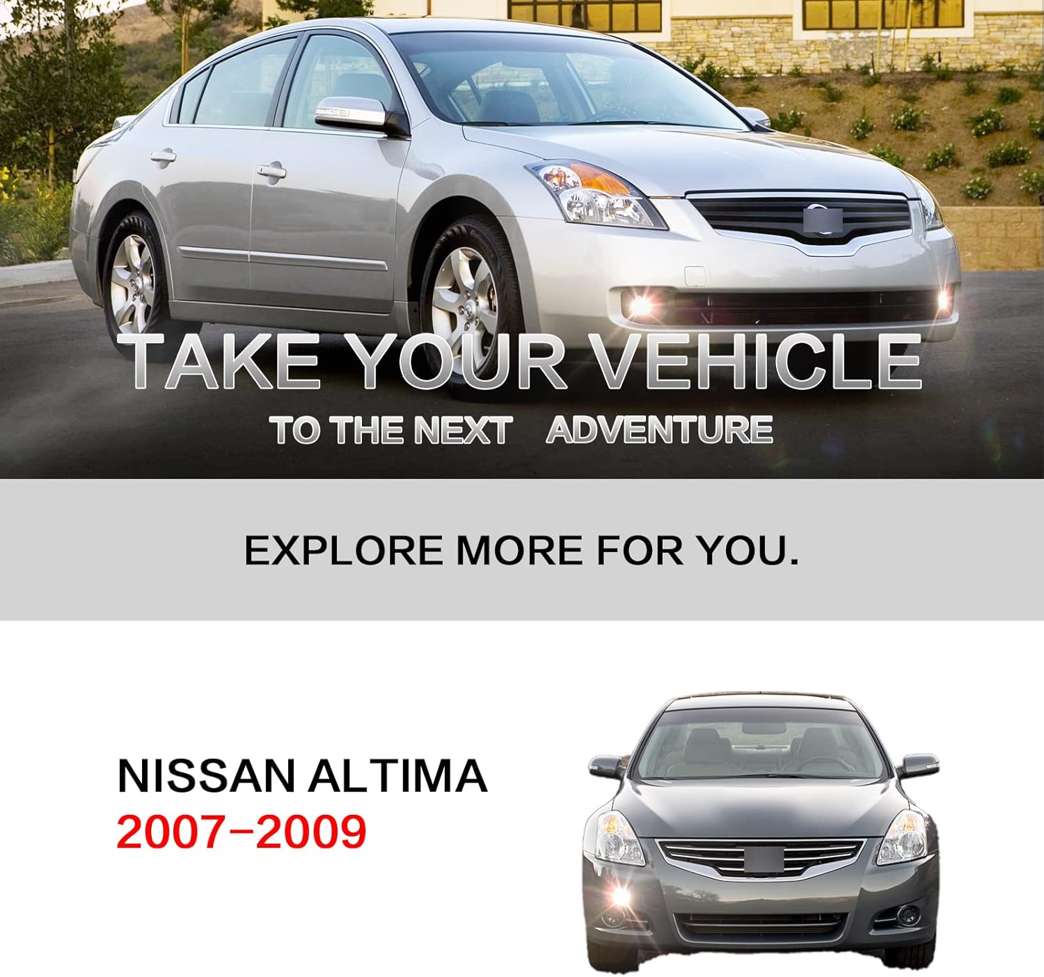 OKSIWA Fog Lights Compatible with 2007-2009 Nissan Altima 4DR Sedan Fog Lamps Assembly with Wiring Harness and Switch