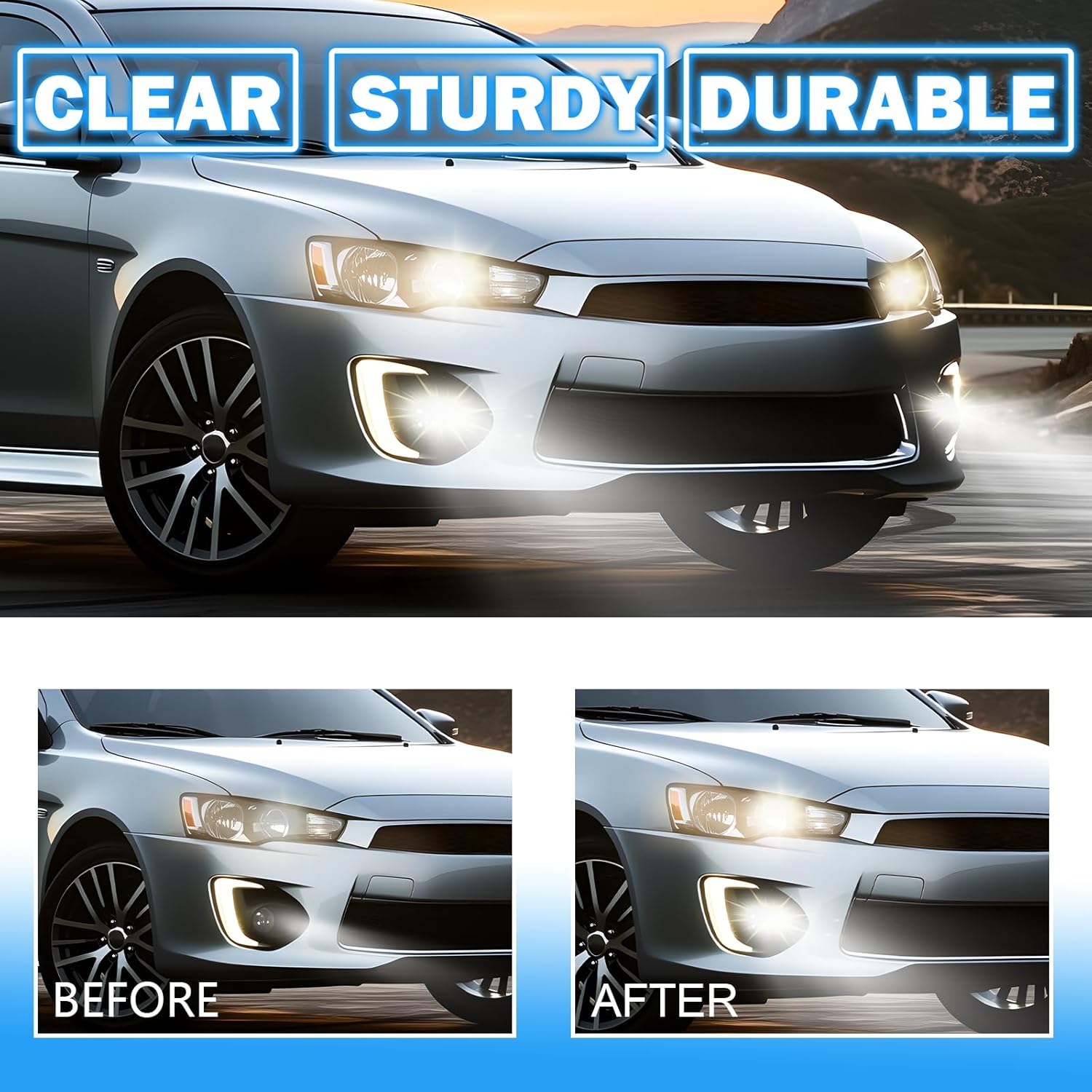 OKSIWA Fog Lights Compatible with 2016 2017 Mitsubishi Lancer 1 Pair Front Bumper Driving Fog Lamps- Clear Lens