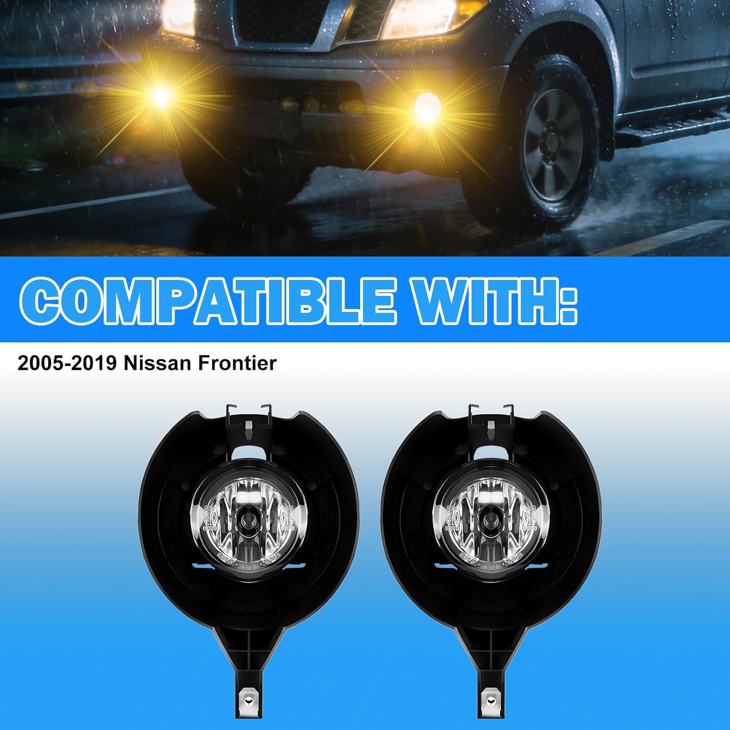 OKSIWA Fog Lights Assemblies Compatible With 2017 2018 2019 2020 2021 2022 Nissan FRONTIER SL Front Bumper Fog Lights