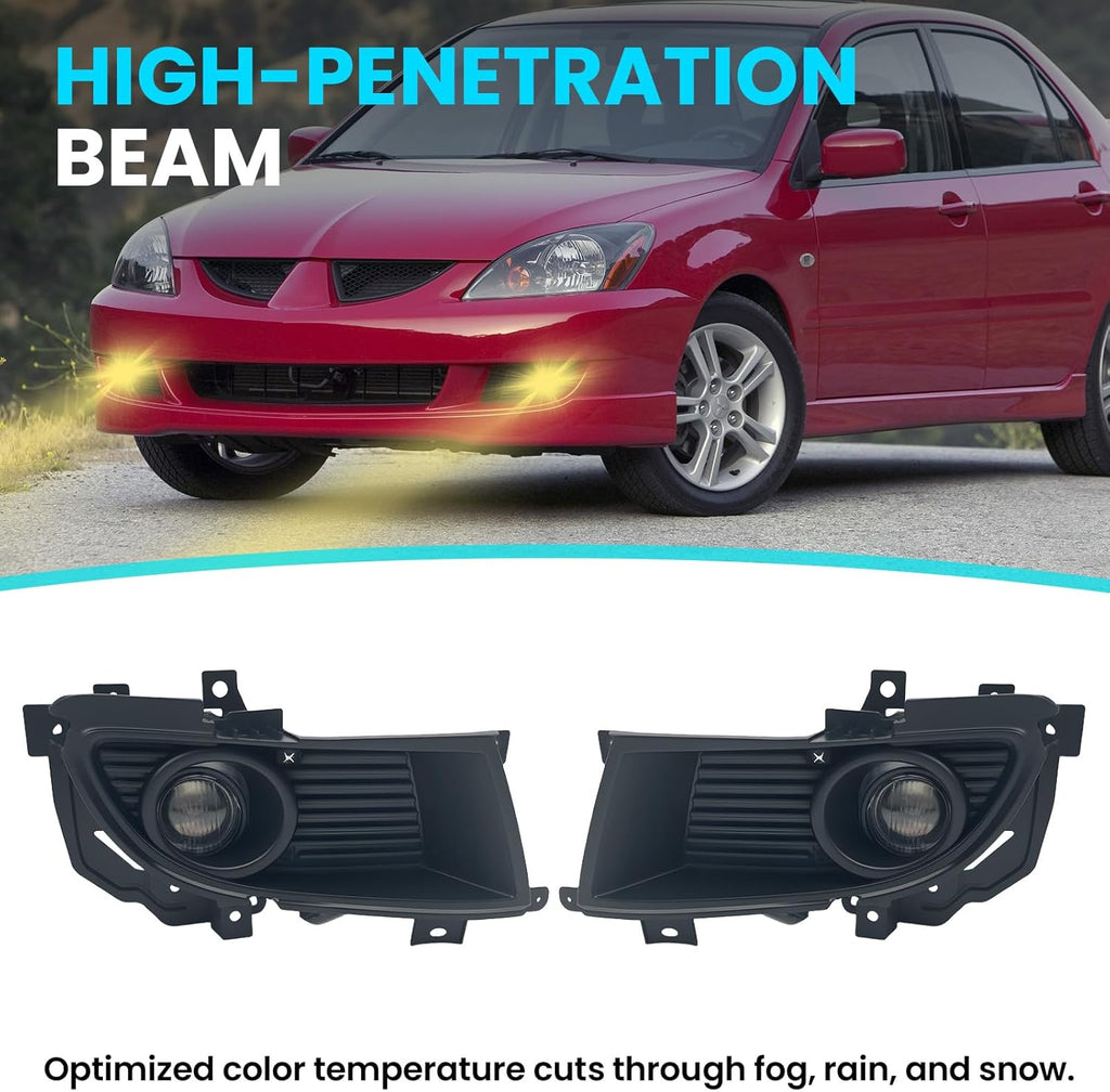 OKSIWA Fog Lights Compatible with 2004 2005 2006 Mitsubishi Lancer Front Bumper Driving Fog Lamps - Clear Lens