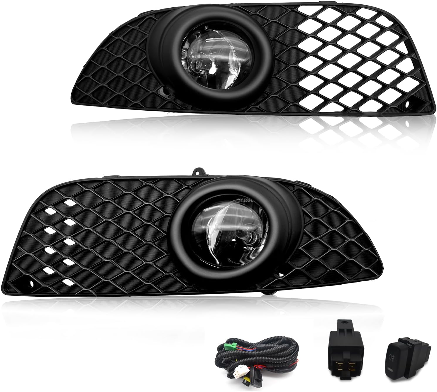 OKSIWA Fog Lights Compatible with 2007-2015 Mitsubishi Lancer Bumper Driving Fog Lamps Assemblies with Switch and Wiring Harness