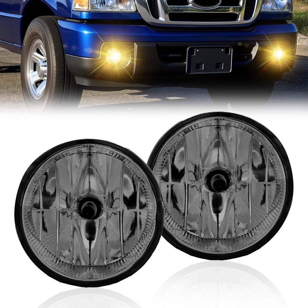 OKSIWA Fog Lights Compatible With 2007-2013 Ford Expedition / 2008-2011 Ford Ranger Front Bumper Driving Fog Lamp Kits Halogen Lights Smoked Lens
