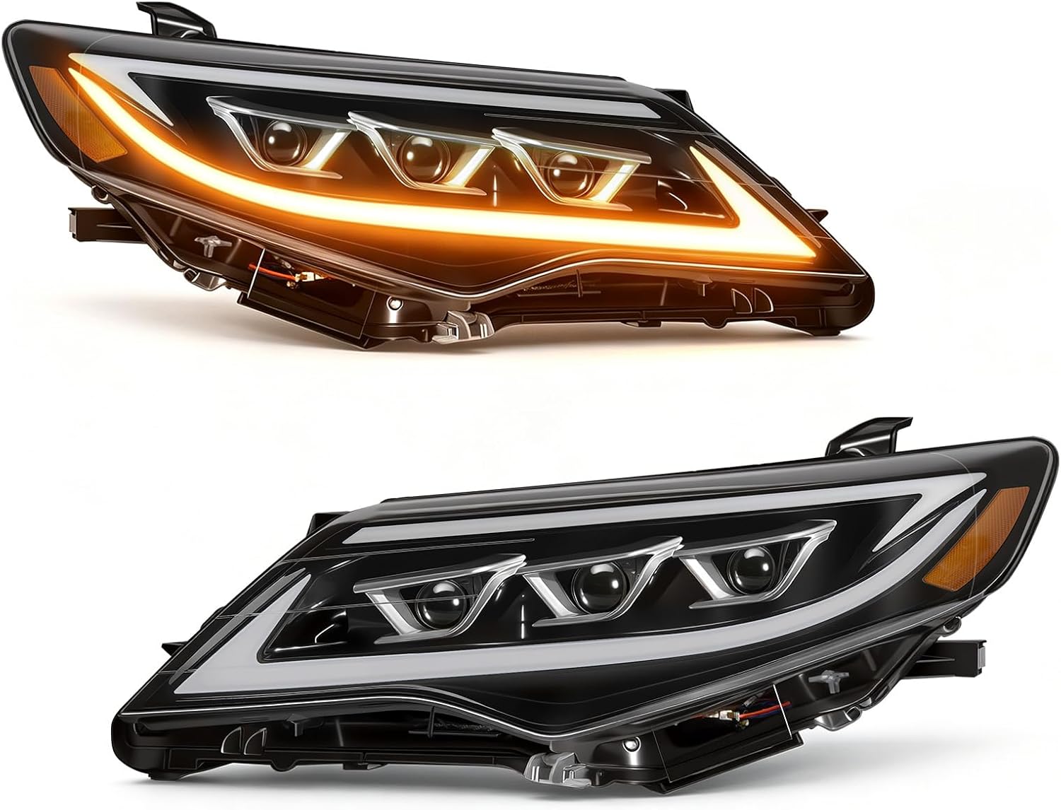 LED Projector Headlights with Startup Animation & Sequential Turn Signal for 2012-2014 Toyota Camry XV50 DRL High Low Beam Clear Lens Waterproof Plug & Play 1 Pair