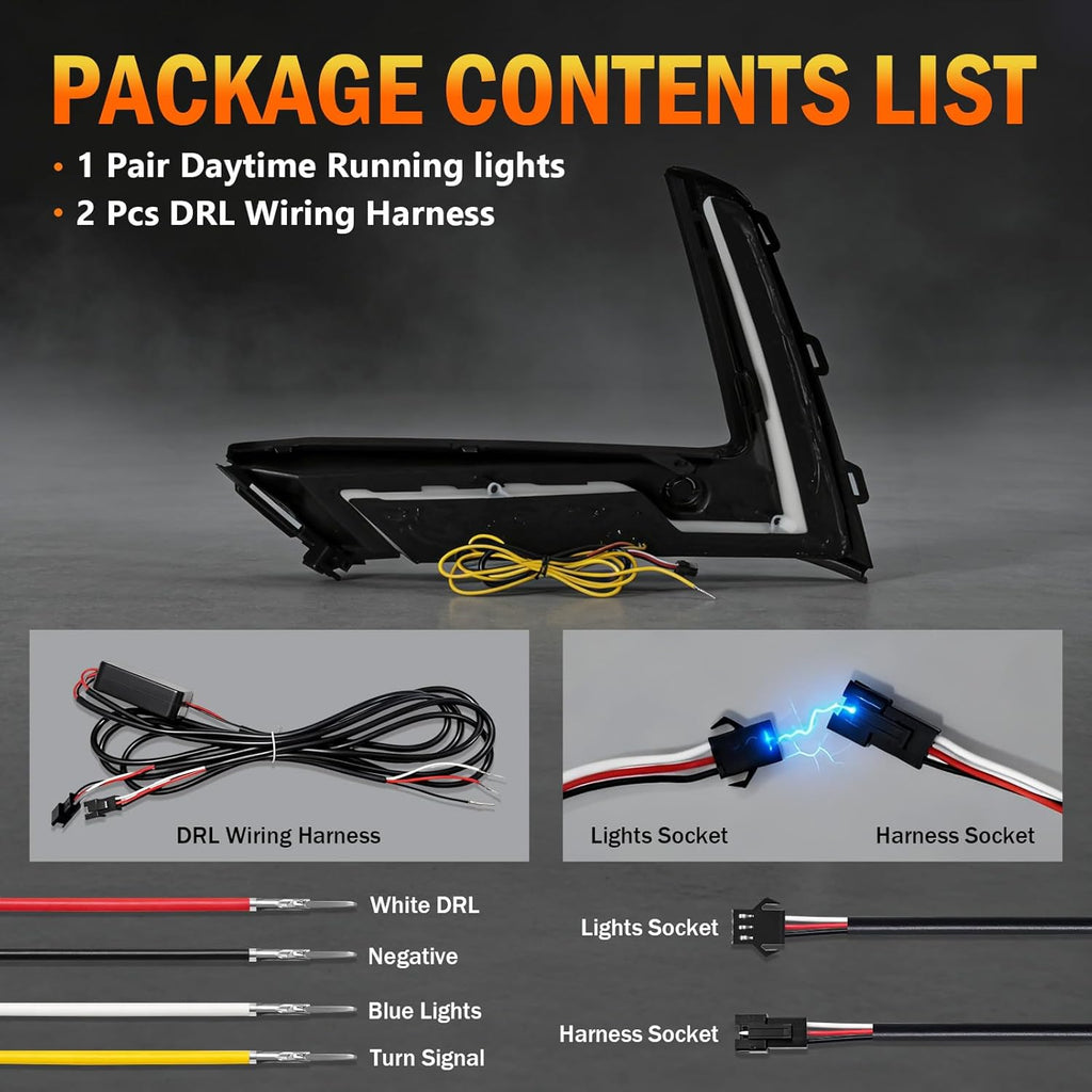 3-Color LED DRL with Startup Animation & Wiring Harness for 2023-2025 Honda CR-V White/Amber/Blue Plug & Play