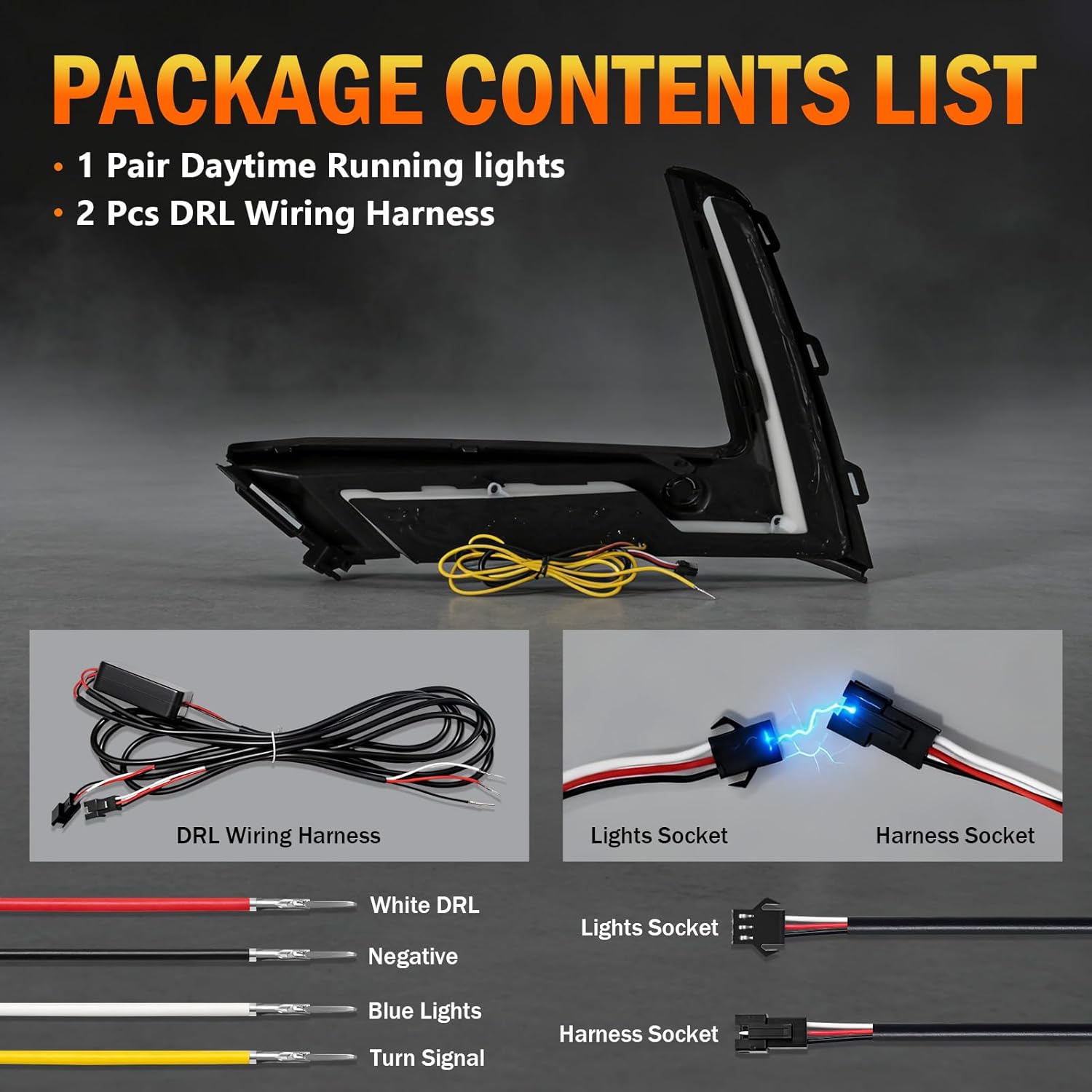 3-Color LED DRL with Startup Animation & Wiring Harness for 2023-2025 Honda CR-V White/Amber/Blue Plug & Play