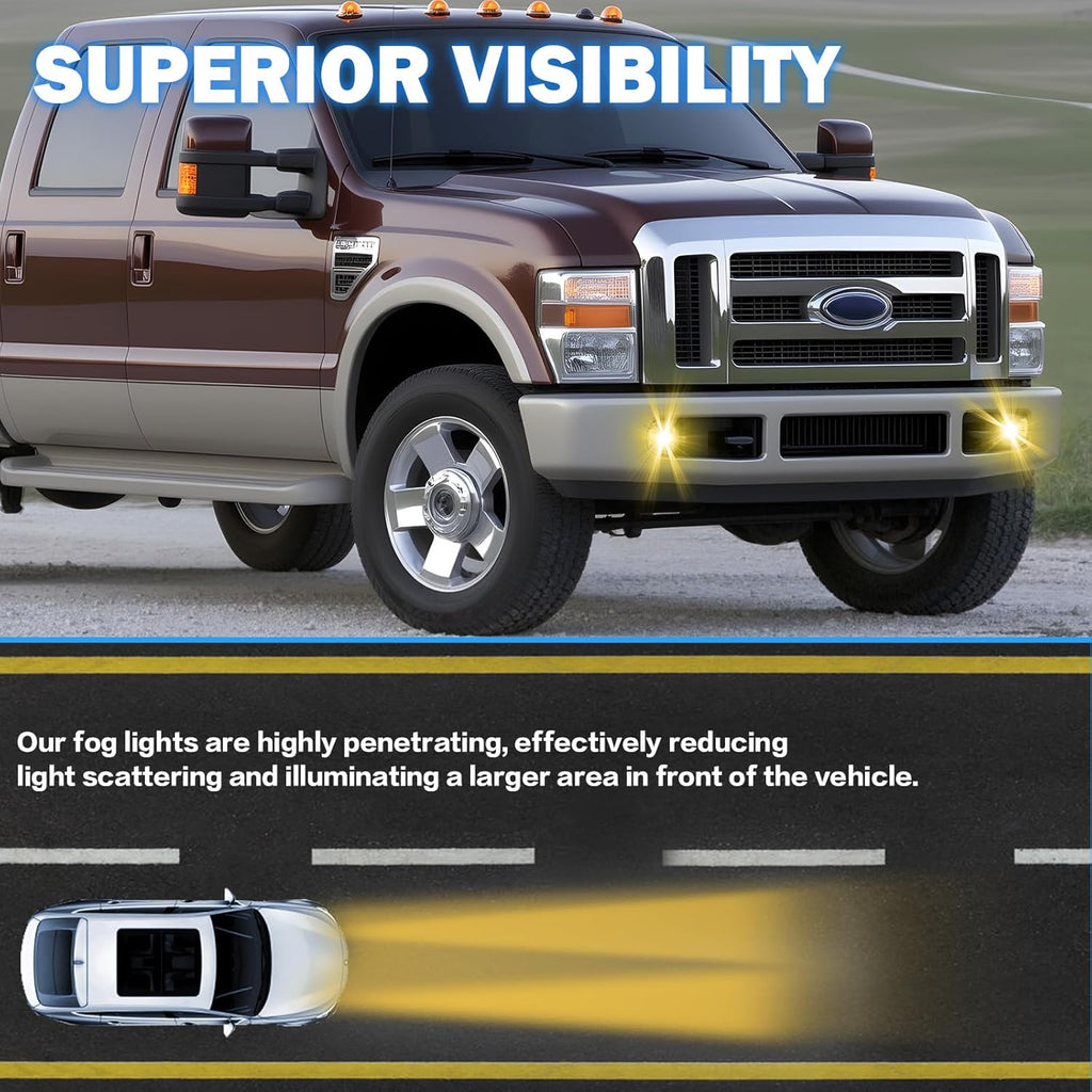 OKSIWA Fog Lights Assembly Compatible With 2005-2007 Ford F250 F350 F450 F550 Super Duty, 2005 Excursion Front Bumper Driving Fog Lamp Kits Clear lens