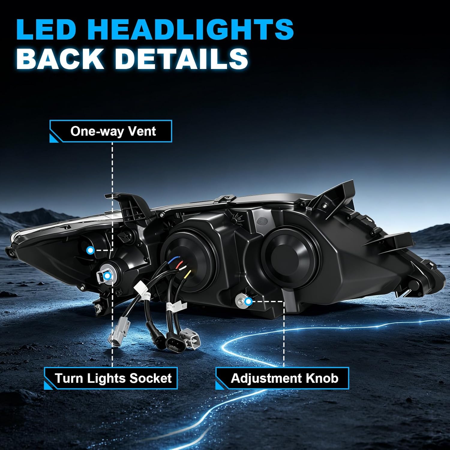 LED Projector Headlights with Startup Animation & Sequential Turn Signal for 2010-2011 Toyota Camry XV40 DRL High Low Beam Clear Lens Waterproof Plug & Play 1 Pair