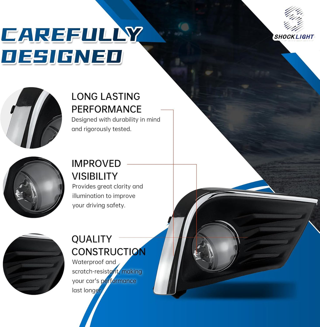 OKSIWA 2 Pcs Fog Lights Assembly Compatible With 2016 2017 2018 Altima Front Bumper Lights Driving Fog Lamps Halogen Bulbs w/Switch and Wiring Kit Clear Lens 1 Pair
