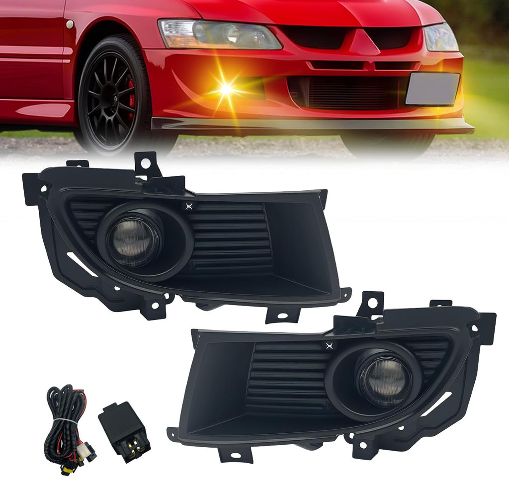 OKSIWA Fog Lights Compatible with 2004 2005 2006 Mitsubishi Lancer Front Bumper Driving Fog Lamps - Clear Lens