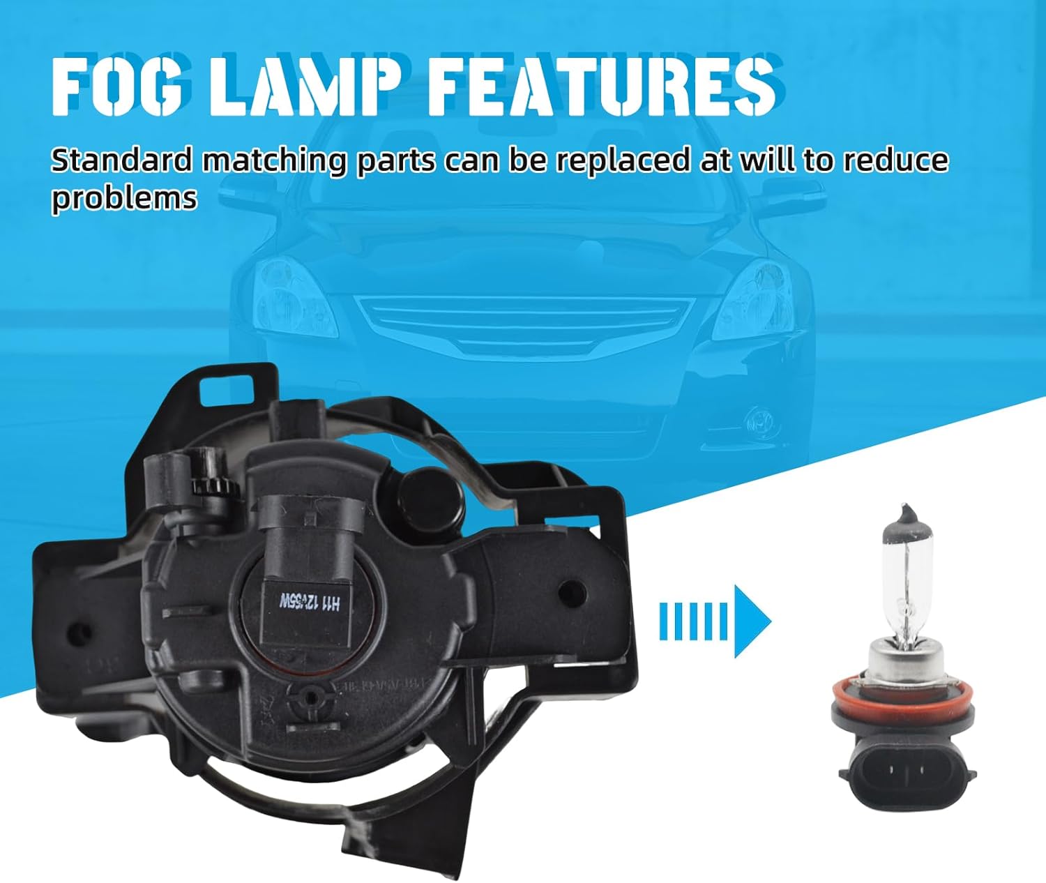 OKSIWA Fog Lights Compatible With 2010 2011 2012 Altima 4DR Sedan Fog Lights Front Bumper Lamps with Halogen Bulb Harness and Switch Left Driver and Right Passenger Side