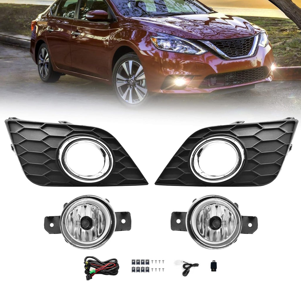 OKSIWA Fog Lights Assembly Compatible with 2016 2017 2018 2019 Sentra Replacement H11 12V 55W Halogen Bulbs