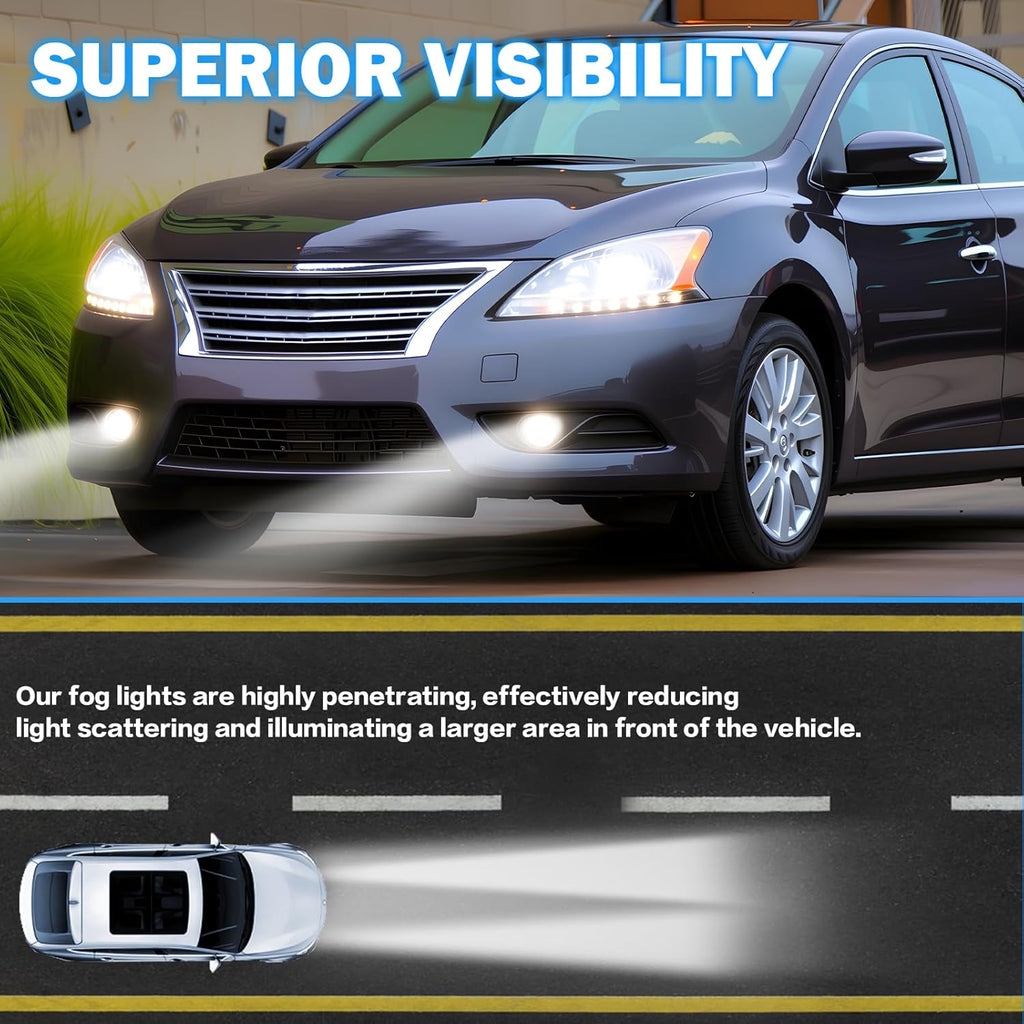 OKSIWA LED Fog Lights Assemblies Compatible With 2013 2014 2015 Nissan Sentra Clear Lens Front Bumper Fog Lights