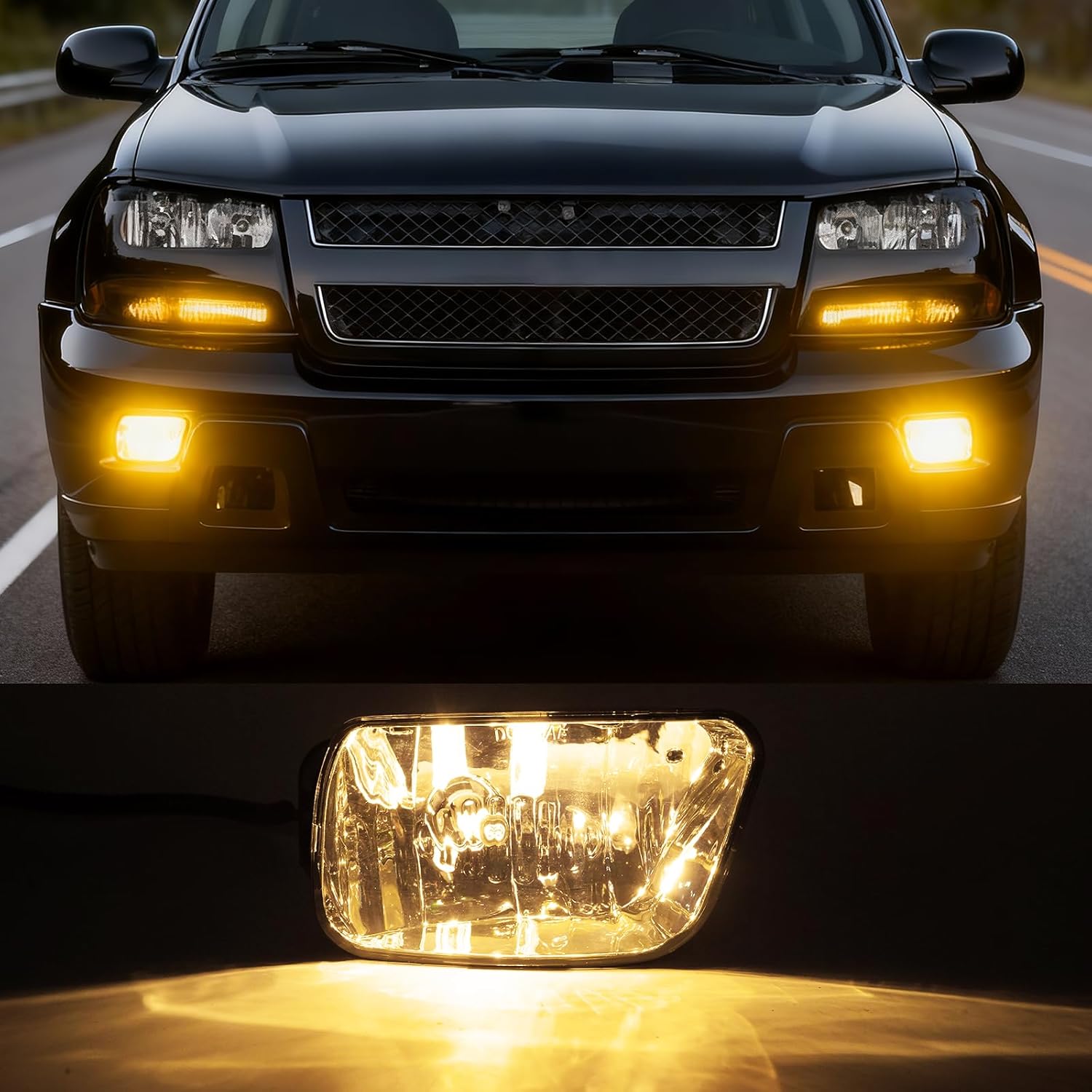 OKSIWA Fog Lights Assembly Compatible With 2002-2009 Trailblazer/2003-2008 Ascender Front Bumper Lights Driving Fog Lamps Left Driver and Right Passenger Side