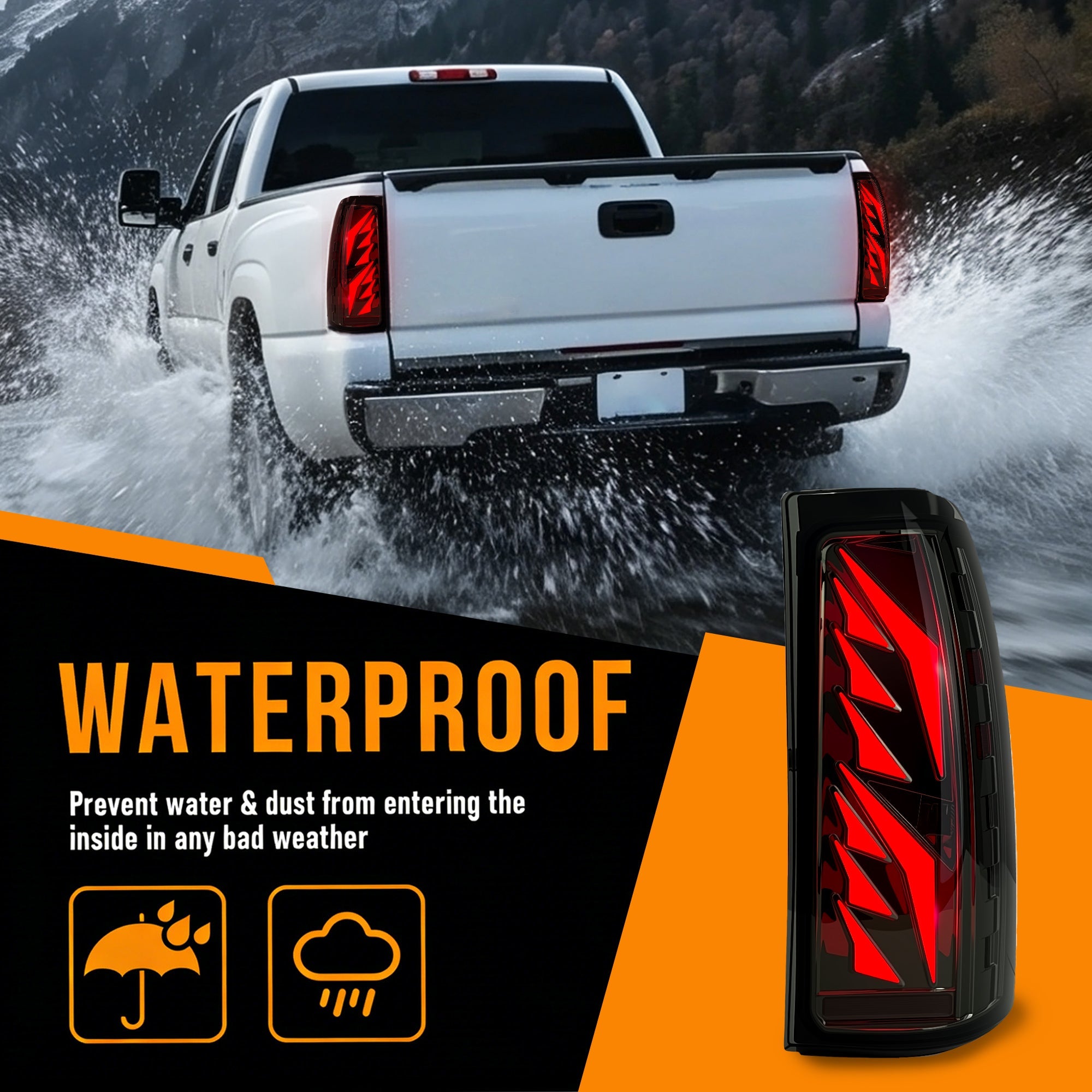 Sequential Smoked LED Tail Lights with Startup Animation for 2003-2006 Chevy Silverado Plug & Play Waterproof