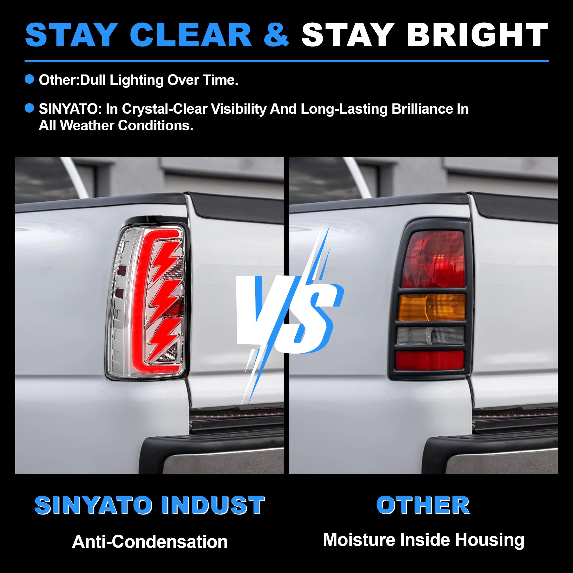 Sequential LED Tail Lights with Startup Animation for 1999-2006 GMC Sierra & 1999-2002 Chevy Silverado Clear Lens Plug & Play