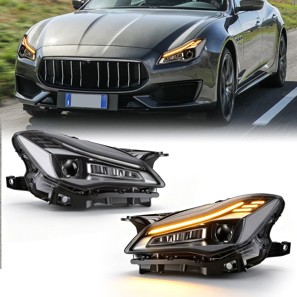 LED Headlights with DRL for 2017-2022 Maserati Quattroporte Waterproof Plug & Play  1 Pair