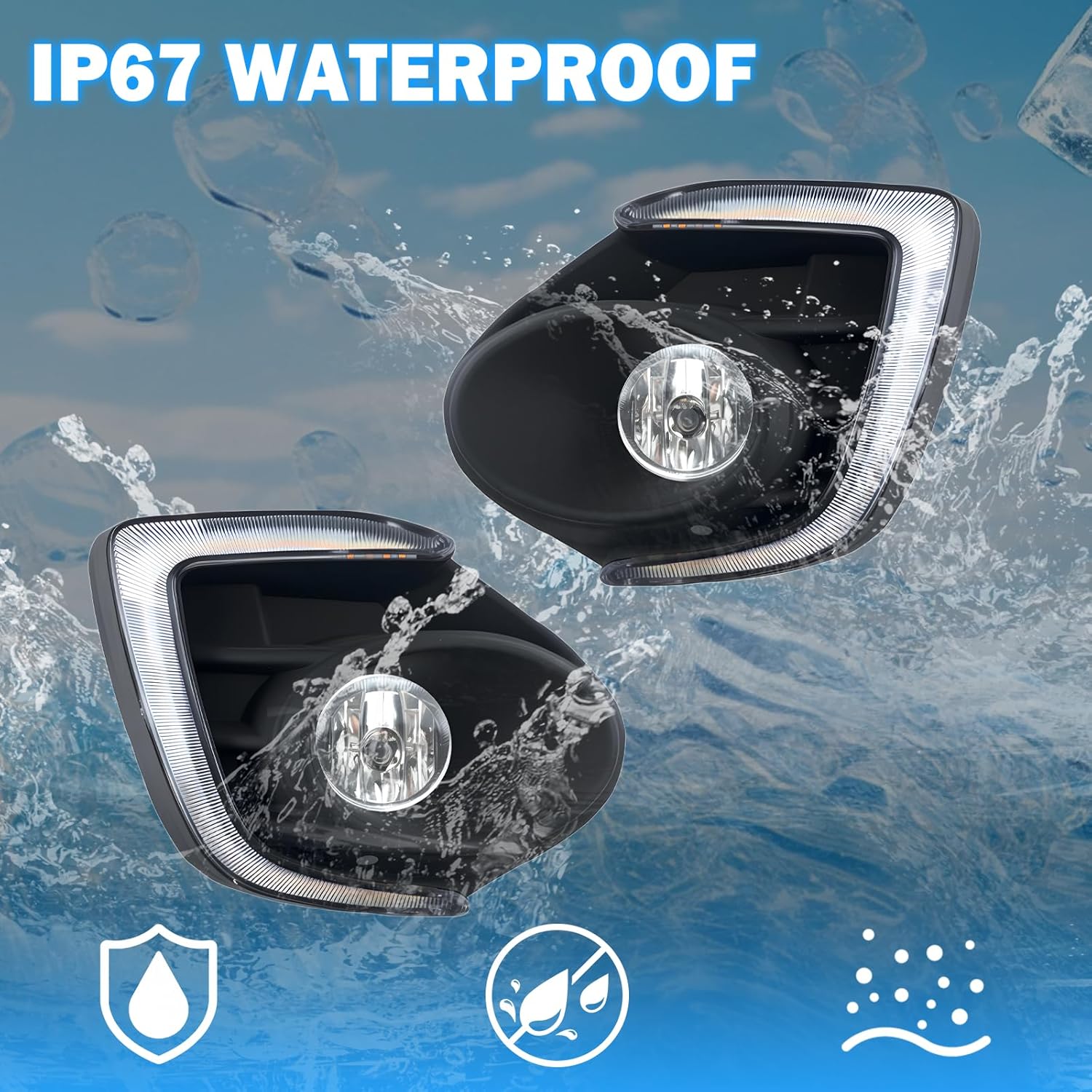 OKSIWA Fog Lights Compatible with 2016 2017 Mitsubishi Lancer 1 Pair Front Bumper Driving Fog Lamps- Clear Lens