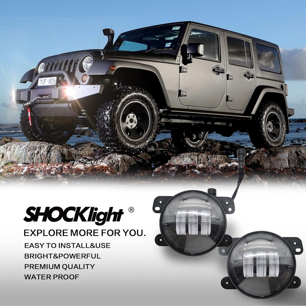 OKSIWA 4 Inch LED Fog Lights fit for 2007-2018 Jeep Wrangler JK JKU TJ LJ, A Pair of Front Bumper Driving Fog Lamps with Clear Lens