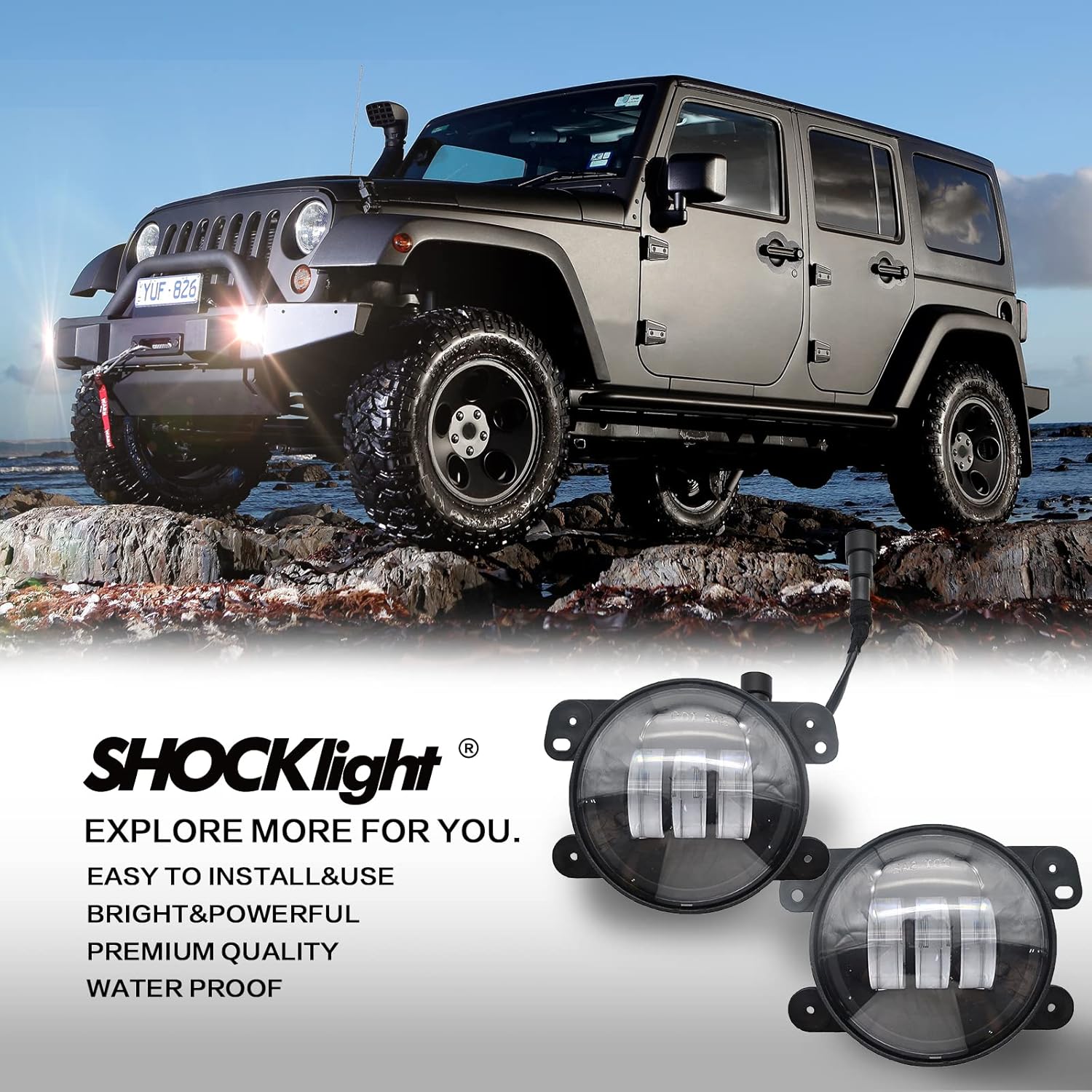 OKSIWA 4 Inch LED Fog Lights fit for 2007-2018 Jeep Wrangler JK JKU TJ LJ, A Pair of Front Bumper Driving Fog Lamps with Clear Lens