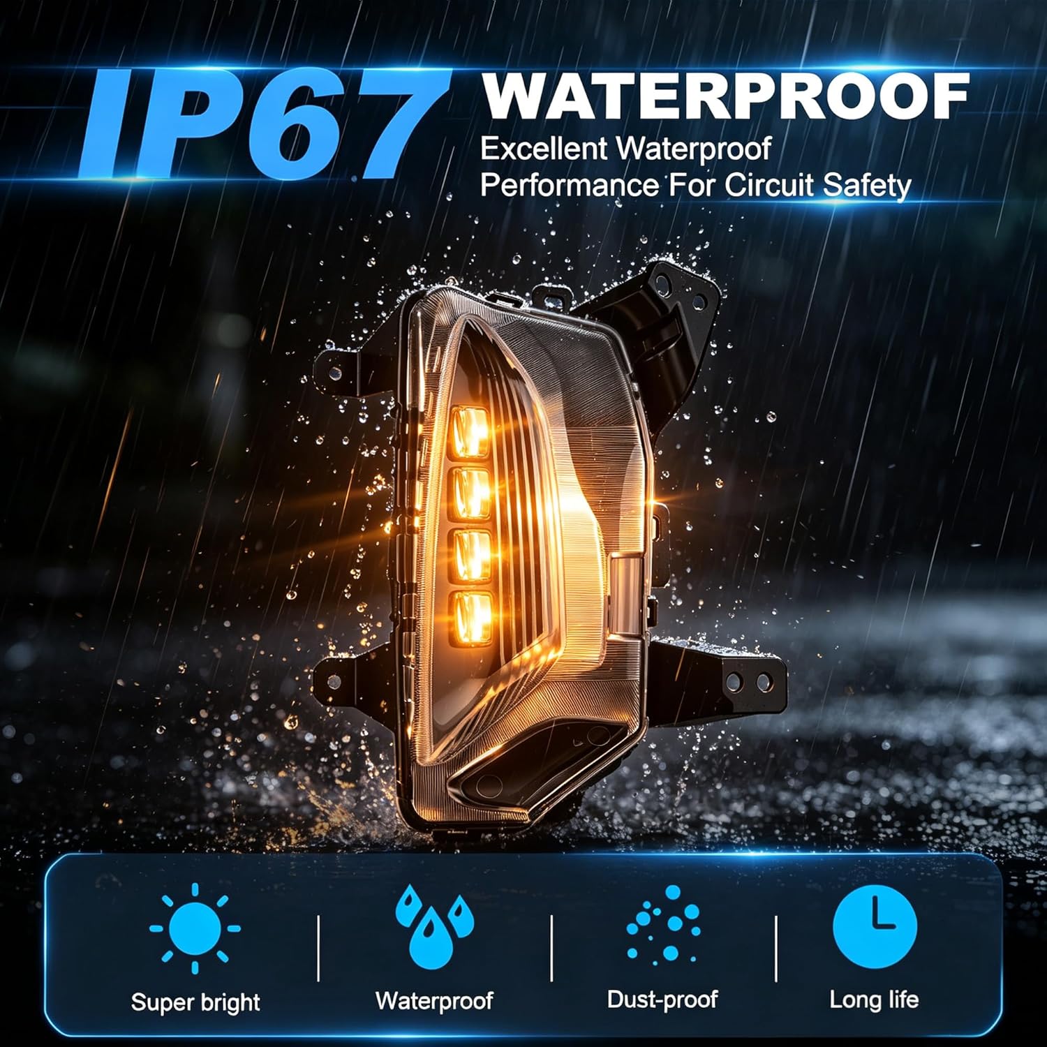 DOT Approved LED Fog Lights with DRL & Amber Turn Signal for 2022-2024 Chevy Equinox w/ Wiring Harness Plug & Play