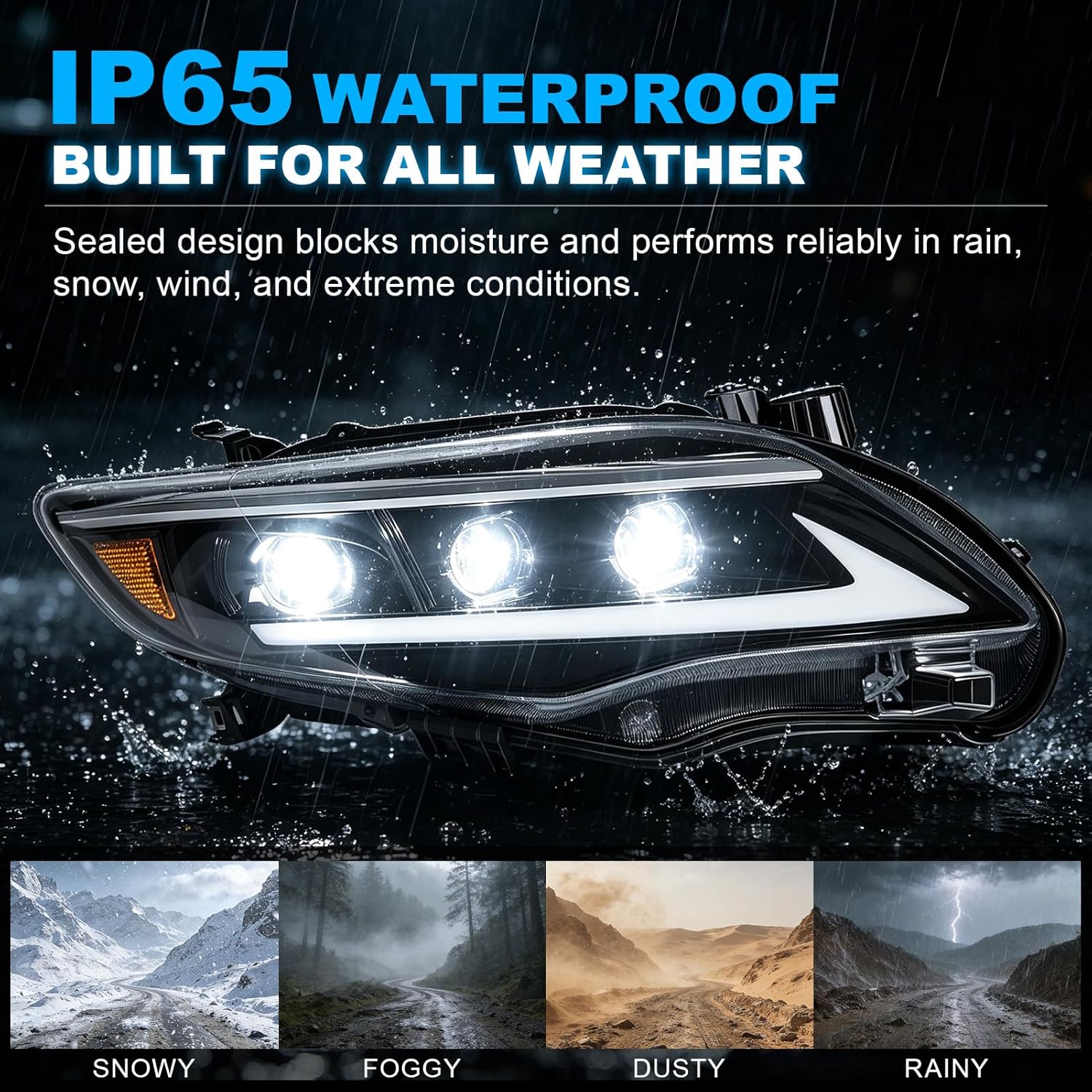 LED Projector Headlights with Startup Animation & Sequential Turn Signal for 2011-2013 Toyota Corolla DRL High Low Beam Clear Lens Waterproof Plug & Play 1 Pair