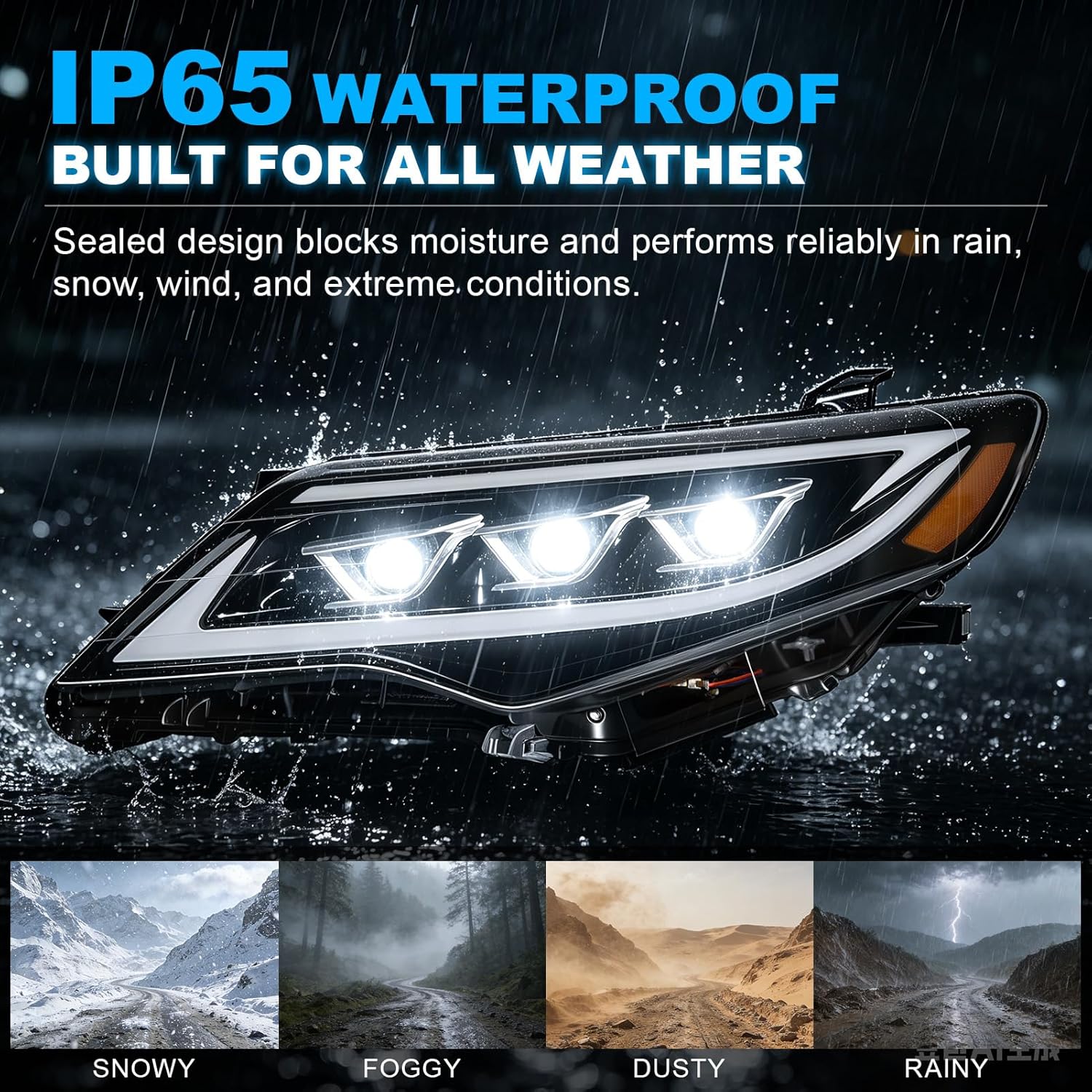 LED Projector Headlights with Startup Animation & Sequential Turn Signal for 2012-2014 Toyota Camry XV50 DRL High Low Beam Clear Lens Waterproof Plug & Play 1 Pair