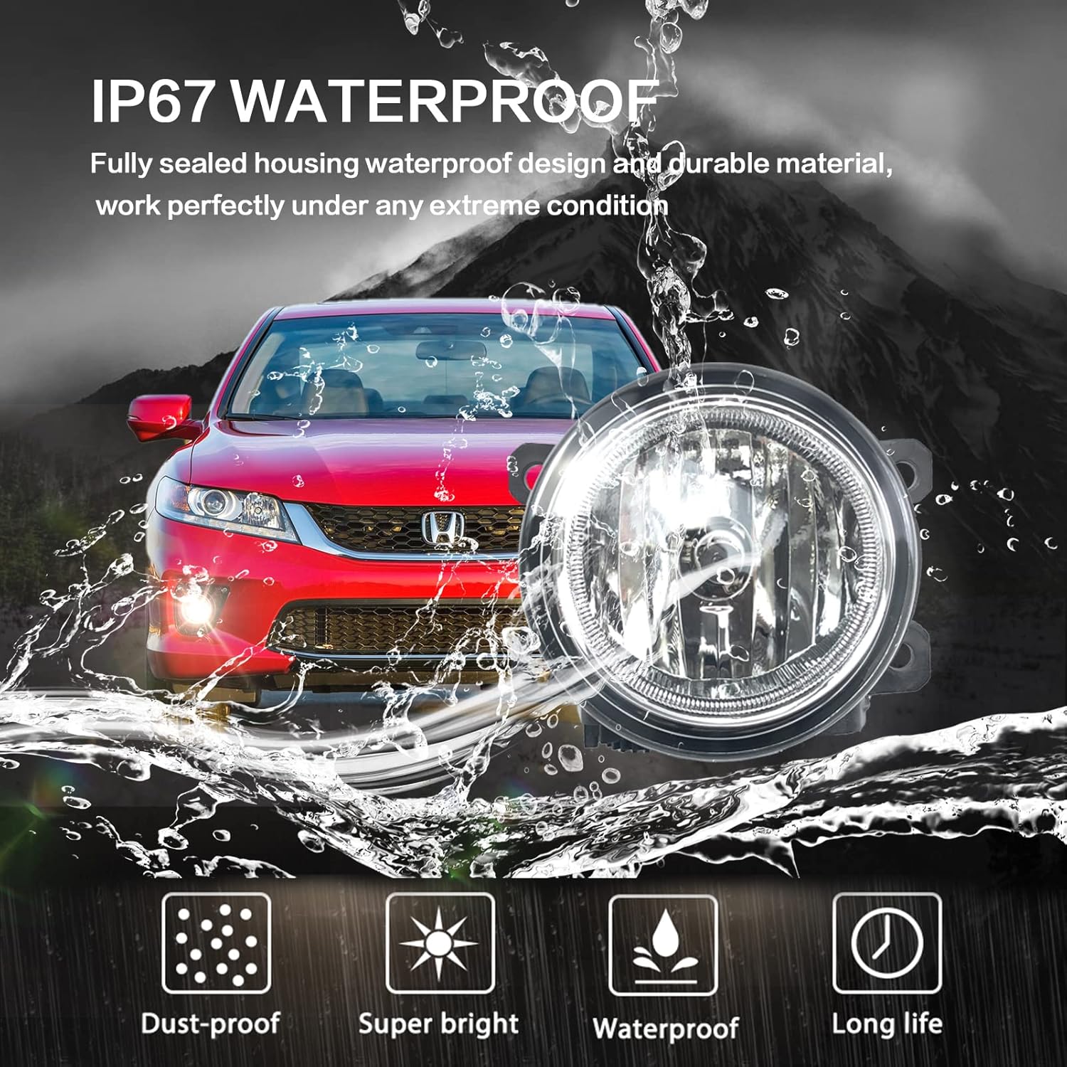 OKSIWA Fog Light Compatible With 2016 2017 2018 2019 2020 2021 Honda Civic Accord Pilot CR-Z Front Bumper Driving Fog Lamps