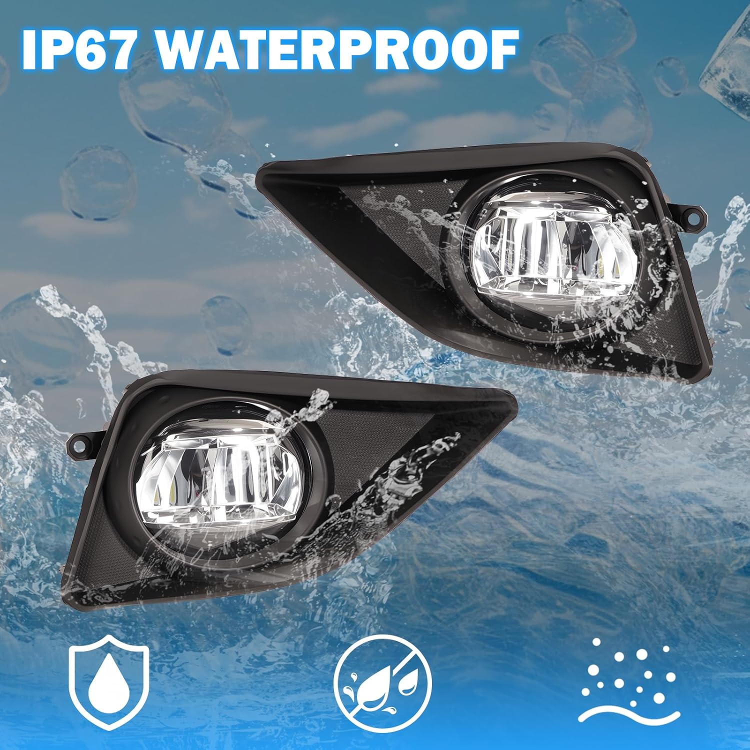 OKSIWA LED Fog Lights Compatible with 2008-2010 Toyota Corolla Bumper Driving Fog Lamps Assemblies with Switch and Wiring Harness