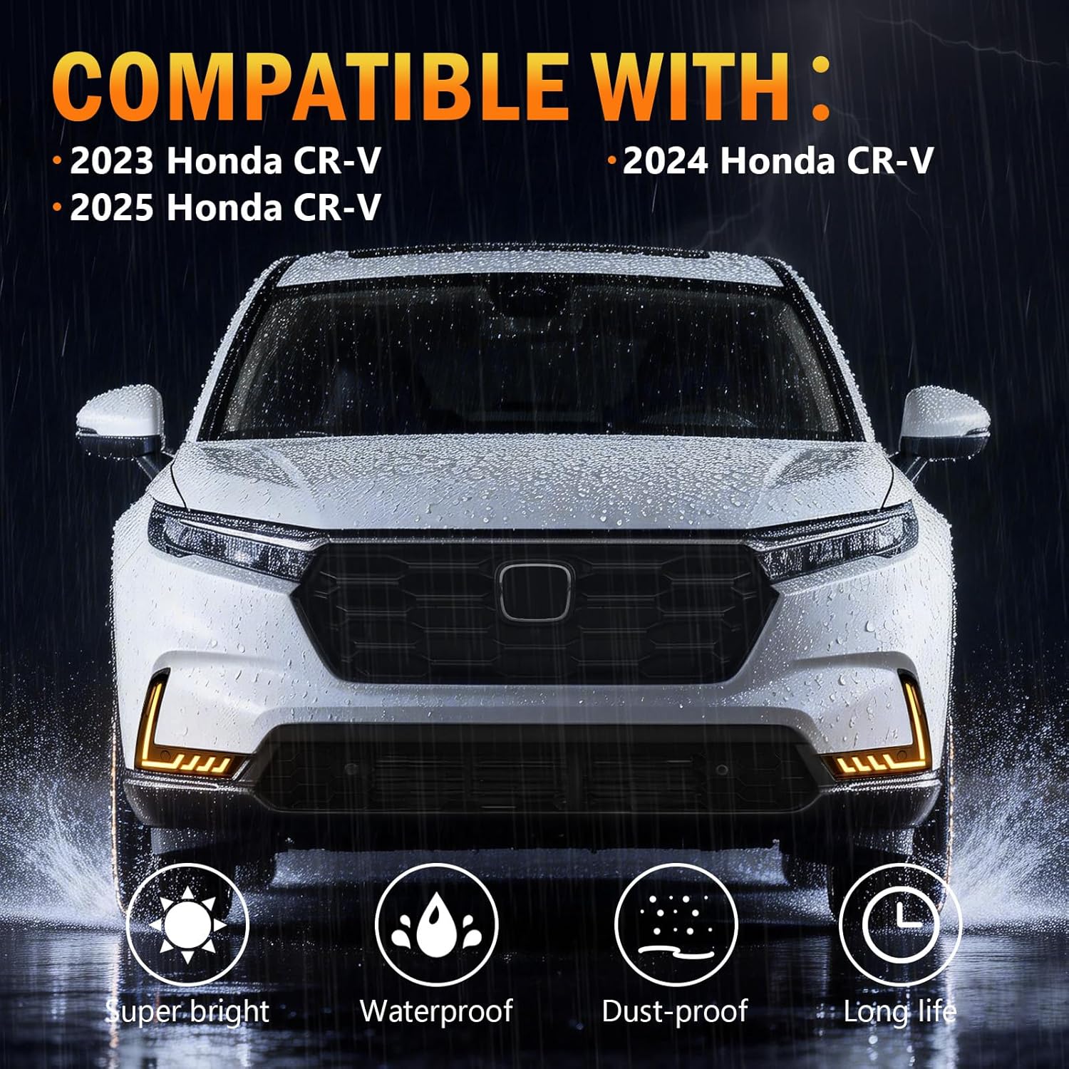 3-Color LED DRL with Startup Animation & Wiring Harness for 2023-2025 Honda CR-V White/Amber/Blue Plug & Play
