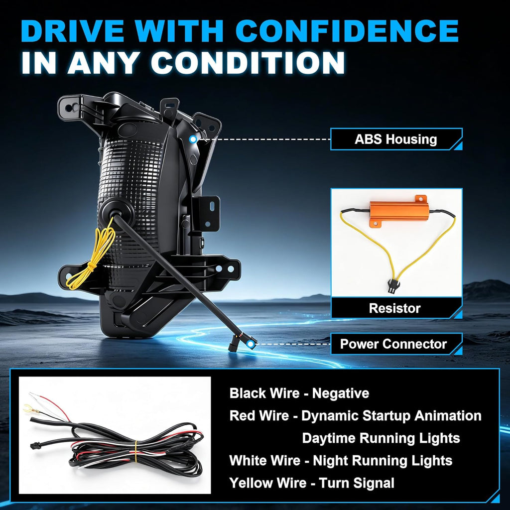 DOT Approved LED Fog Lights with DRL & Amber Turn Signal for 2022-2024 Chevy Equinox w/ Wiring Harness Plug & Play