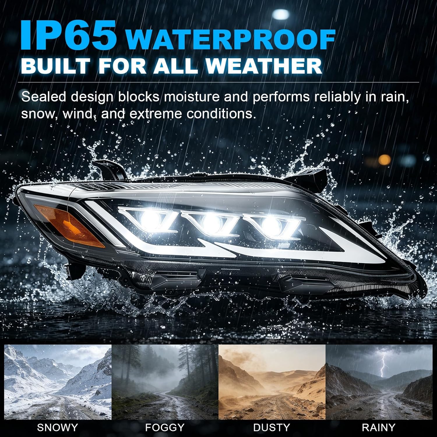 LED Projector Headlights with Startup Animation & Sequential Turn Signal for 2010-2011 Toyota Camry XV40 DRL High Low Beam Clear Lens Waterproof Plug & Play 1 Pair