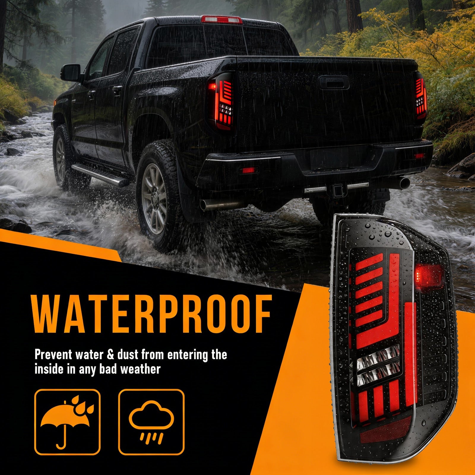 Animated Sequential LED Tail Lights Smoked Lens for 2014-2021 Toyota Tundra Full LED Weatherproof Plug & Play