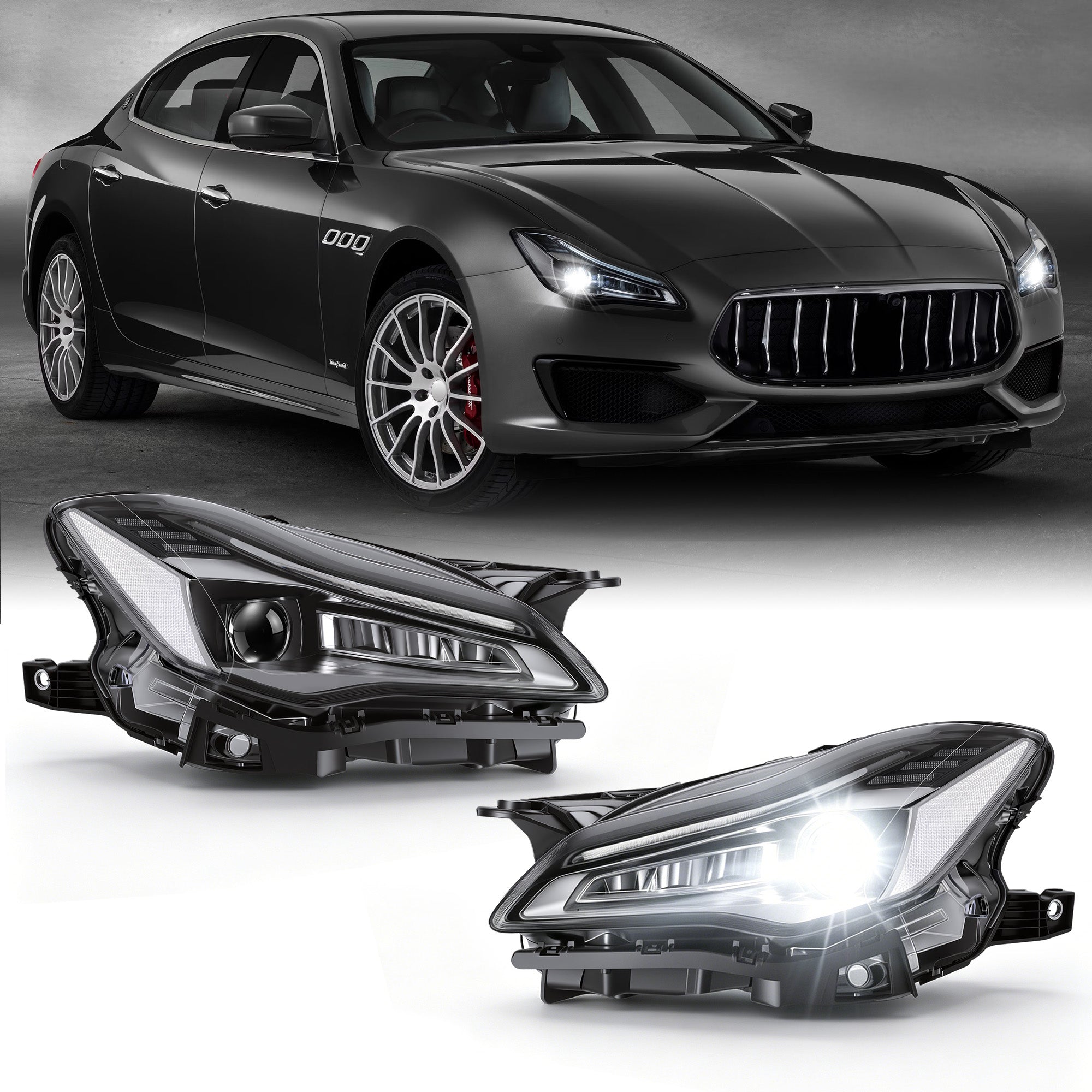 LED Headlights with DRL for 2017-2022 Maserati Quattroporte Waterproof Plug & Play  1 Pair