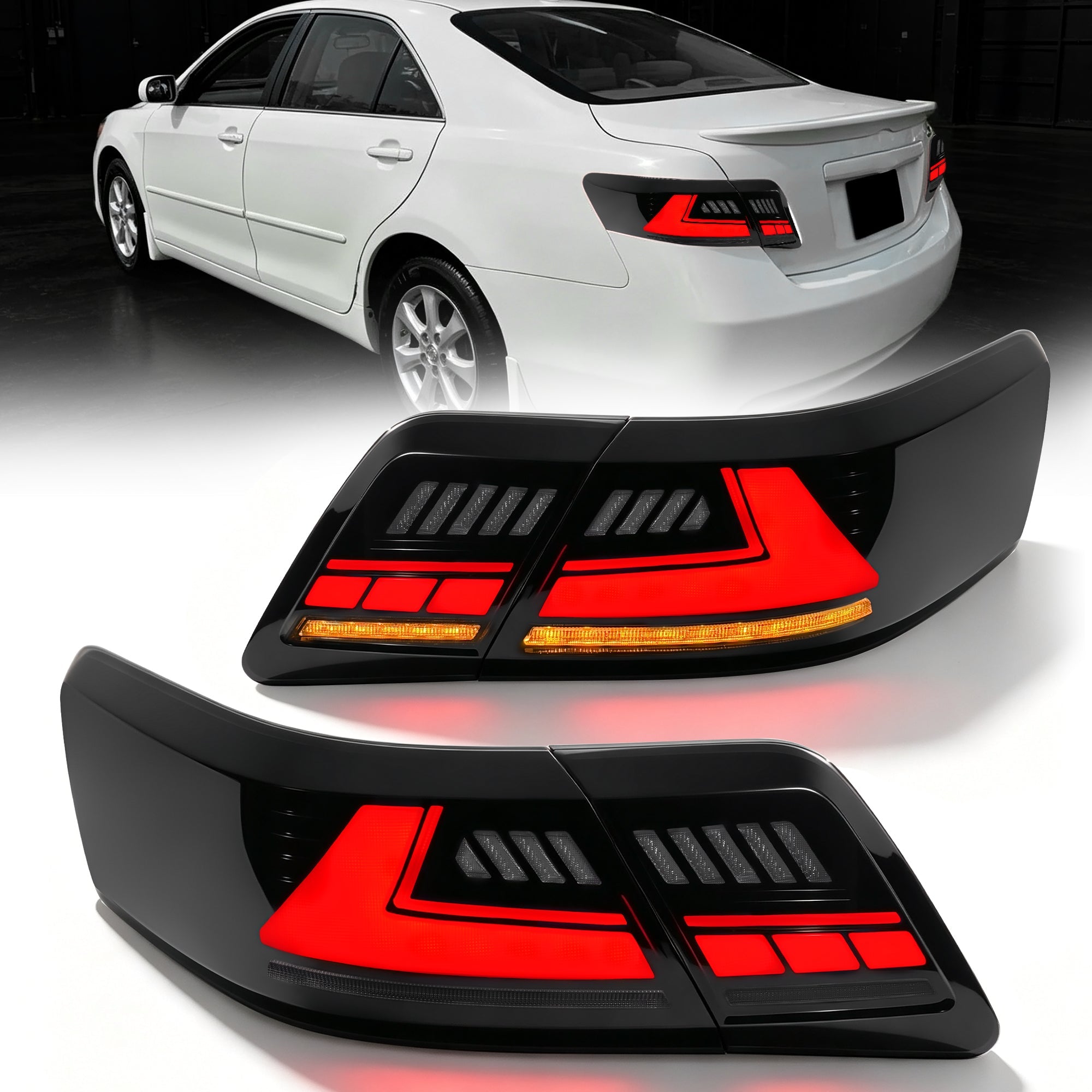 Animated Sequential LED Tail Lights for 2007-2011 Toyota Camry OEM Style Waterproof Plug & Play 1 Pair